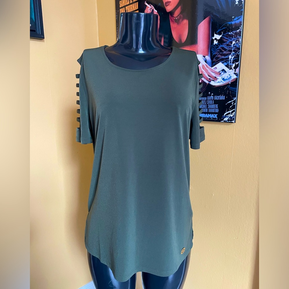 Womens Olive Green Michael Kors 3/4 Length Shortsleeve ( Medium )